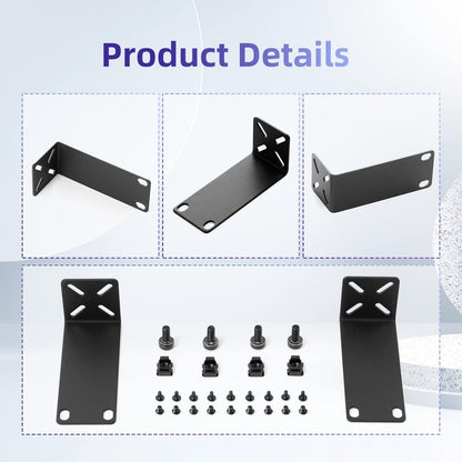 Rack Mount Kit for 10.6 inch Switches, Adjustable Rack Ears for Netgear, Cisco, D-Link, TRENDnet and HP Products, Mount 10.6" Wide to 19" Equipment, Adjustable Hole Distance 14-30mm