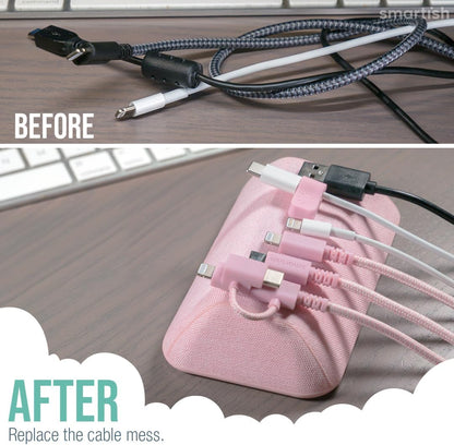 Smartish® Magnetic Cord Holder - Bigger Cable Wrangler Organizer with Magnet Clips for Charger Management on Desktop, Nightstand, or Side Table - Holds 6+ Cables - I'm Blushing