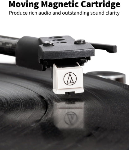 Turntable Vinyl Record Player Support Bluetooth Output Phono/Line Switch Pitch Control with Pre-Installed Counterweight & Magnetic Cartridge, Belt Drive 2 Speed