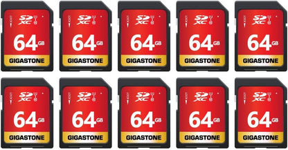 GIGASTONE 64GB SD Card 10-Pack UHS-I U1 Class 10 SDXC Memory Card High Speed Full HD Video Canon Olympus Digital Camera with 10 Mini Cases