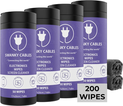 Screen Cleaner Wipes: Electronic Wipes for Screens - Computer Screen Wipes for Lens, Phone, Tv Screen and Monitor Cleaning - Tech Wipes & Microfiber Cloth (Canister, 200 Count)
