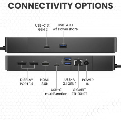 Dell WD19S Docking Station Bundle with USB-C and Dual Monitor Support - Complete Package Includes Dell WD19S Dock, 180W Power Adapter, Thunderbolt 3 & Ethernet Cable, Microfiber Cloth (Renewed)