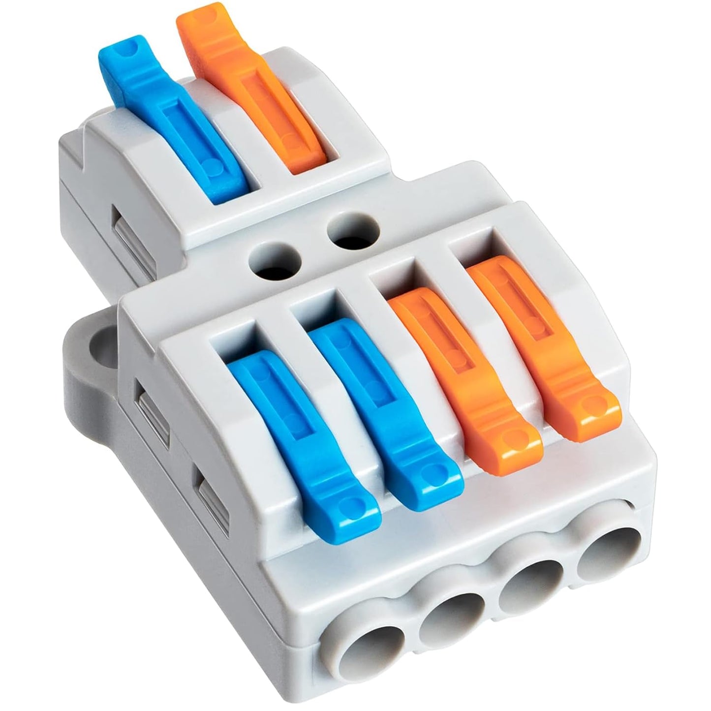 10PCS Lever Wire Connectors, Quick Wiring Cable Connectors, Compact Push-in Conductor Terminal Block(10PCS 2 in 4 Out)