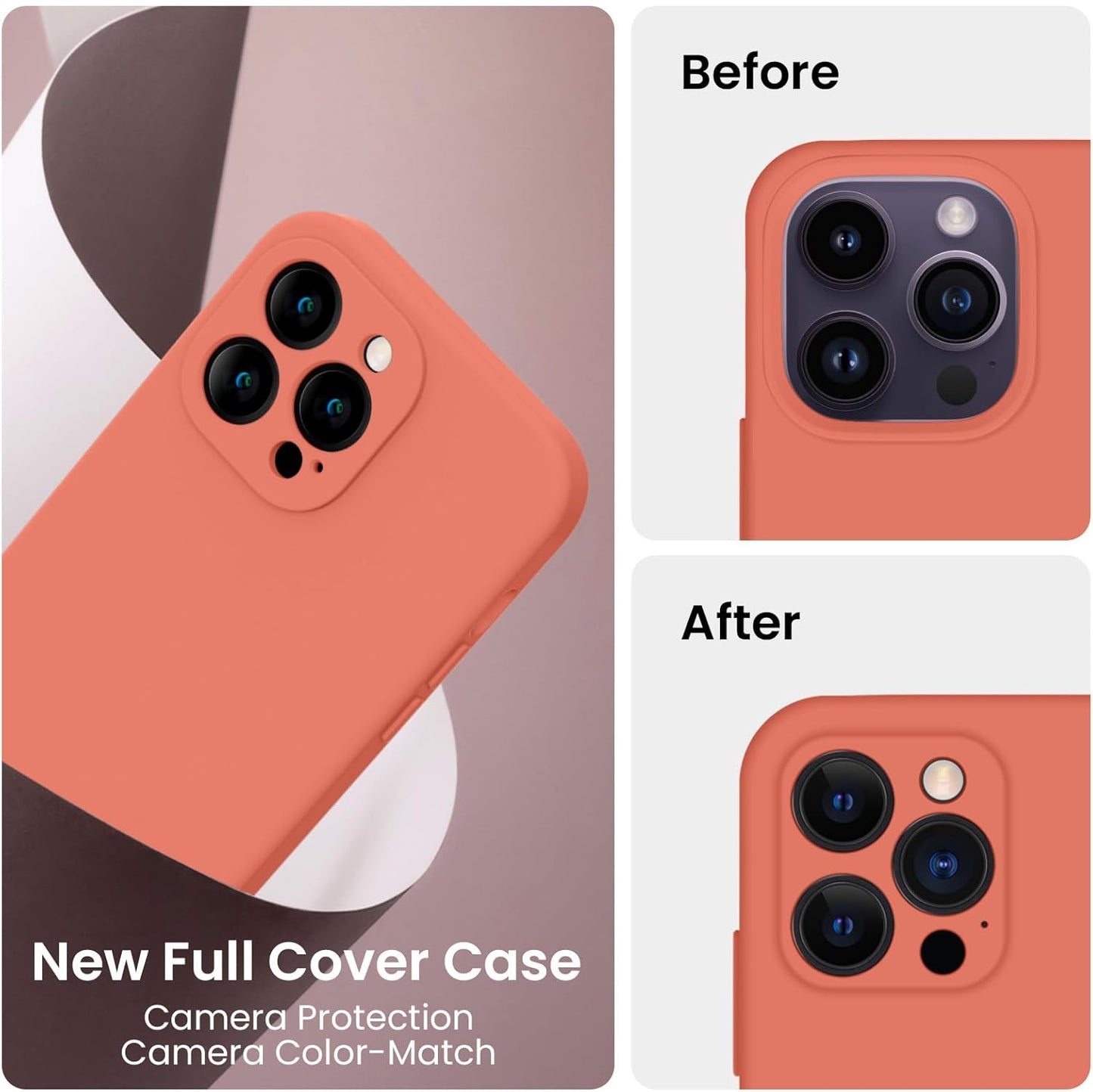 FireNova for iPhone 14 Pro Case, Silicone Upgraded [Camera Protection] Phone Case with [2 Screen Protectors], Soft Anti-Scratch Microfiber Lining Inside, 6.1 inch, Pink Pomelo