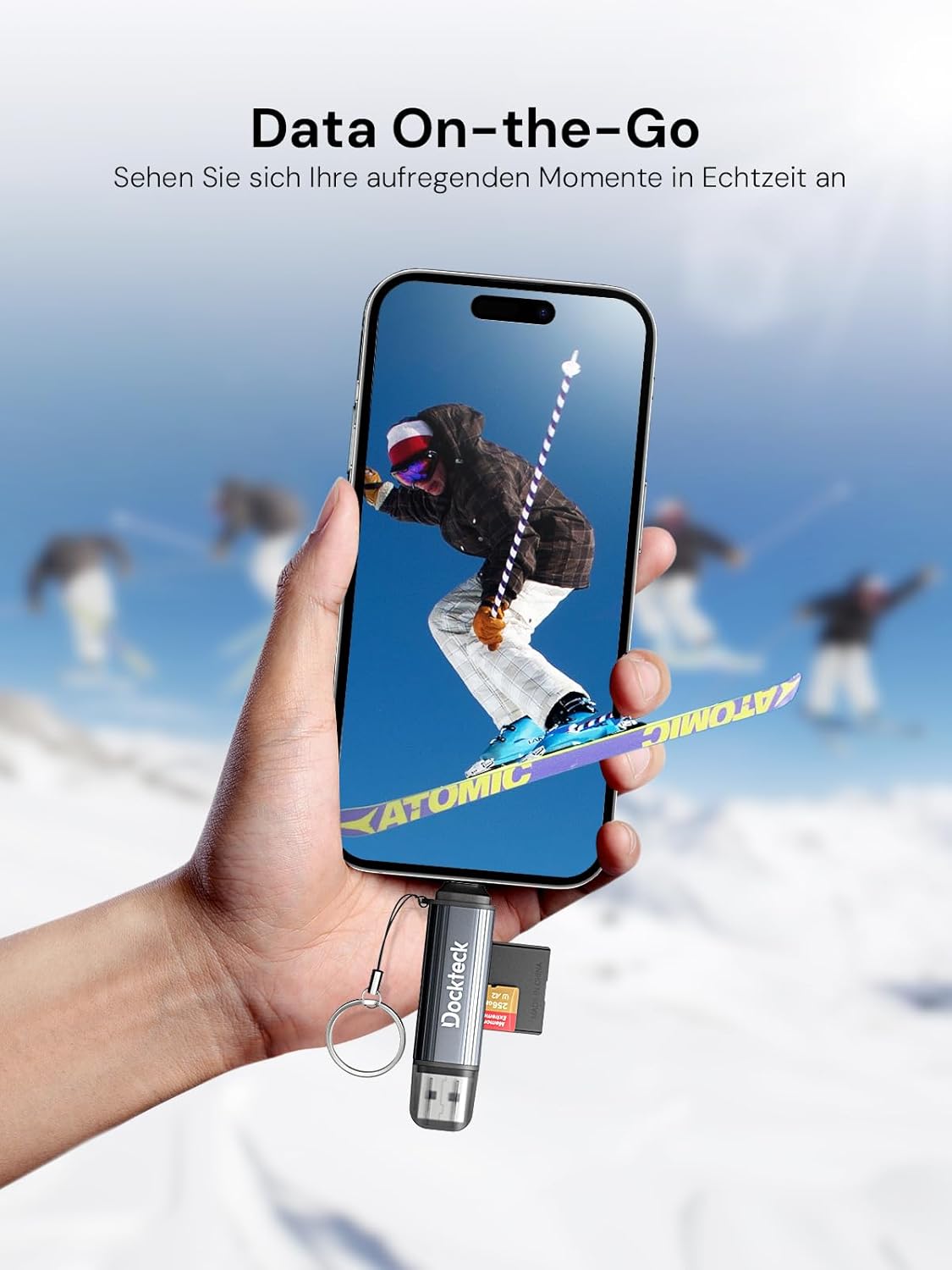 SD Card Reader, Dockteck USB 3.0 Card Reader to Micro SD Card Adapter to SD TF Memory Stick, Dual-Slot OTG Reader for UHS-I SD/Micro SD/SDHC/SDXC/MMC, for MacBook,iPad Pro/Air, iPhone 15, Android