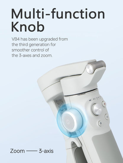 FeiyuTech VB 4 Kit - Smartphone Gimbal with 8.4''Extendable Rod,Bag, Lighting Enabled Tracking Module,Gesture Control, Gimbal Stabilizer for YouTube TikTok Live Video Record,iPhone&Android,Max 0.57lb