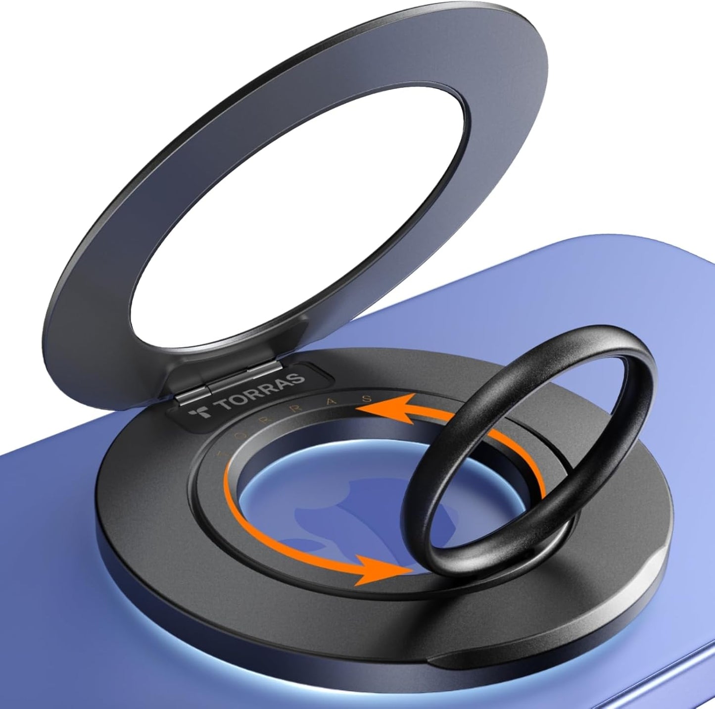 TORRAS 2025 Upgrade (Dual-Ring) Fit for MagSafe Phone Grip Ring Holder Compatible with MagSafe Kickstand Magnetic for iPhone 16/15/14/13/12/11 Samsung, Google Accessories, Black