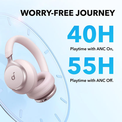 Soundcore by Anker, Space One, Active Noise Cancelling Headphones, 2X Stronger Voice Reduction, 40H ANC Playtime, App Control, LDAC Hi-Res Wireless Audio, Comfortable Fit, Clear Calls, Bluetooth 5.3