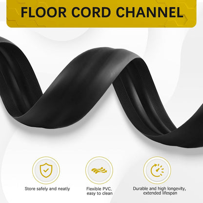 Floor Cord Cover 3.3FT Cord Covers for Wires on Floor Protect Wires & Prevent Trip Hazards, Easy to Cut for Home, Office, School, Concerts, Cavity W0.6in x H0.32in