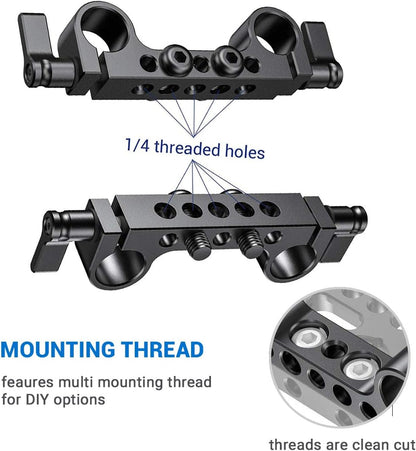 SmallRig Super Lightweight Railblock, 15mm Rod Clamp with 1/4"-20 Thread for Sony, Canon and Other DSLR Camera Rig Shoulder Support System - 942