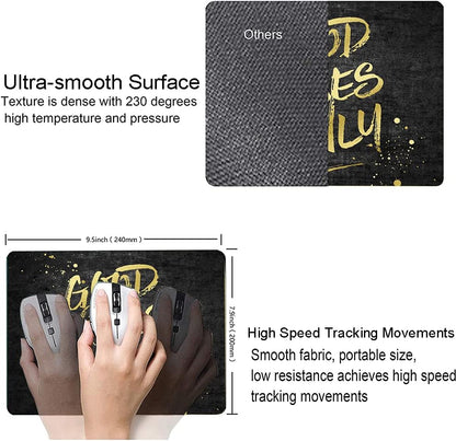 Hokafenle Mouse Pad, Motivational Mouse Pad with Inspirational Quotes Design, Mouse Mat Square Waterproof Mouse Pads, Non-Slip Rubber Base MousePads for Office Home Laptop, Good Vibes Only