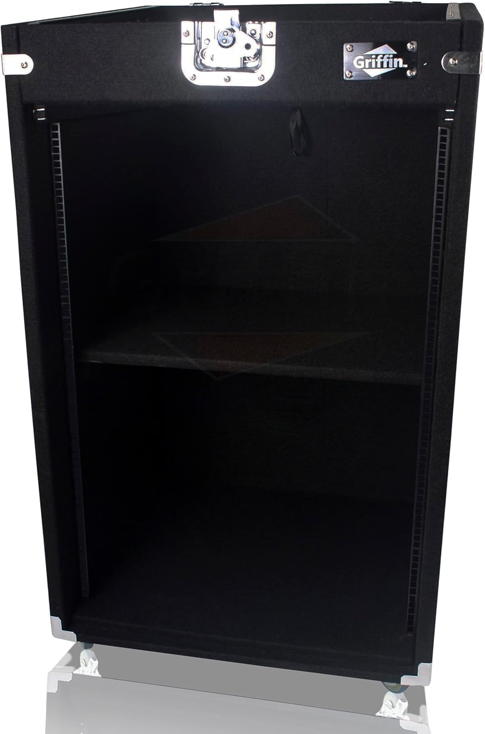 Griffin Rackmount Studio Mixer Flight Road Case (Ultimate-PROAudio) – 25U Mount Space Amp Cabinet Travel Trunk For Music Gear Recording Equipment – Portable DJ Sound Booth Carpet Rack Stand Cart