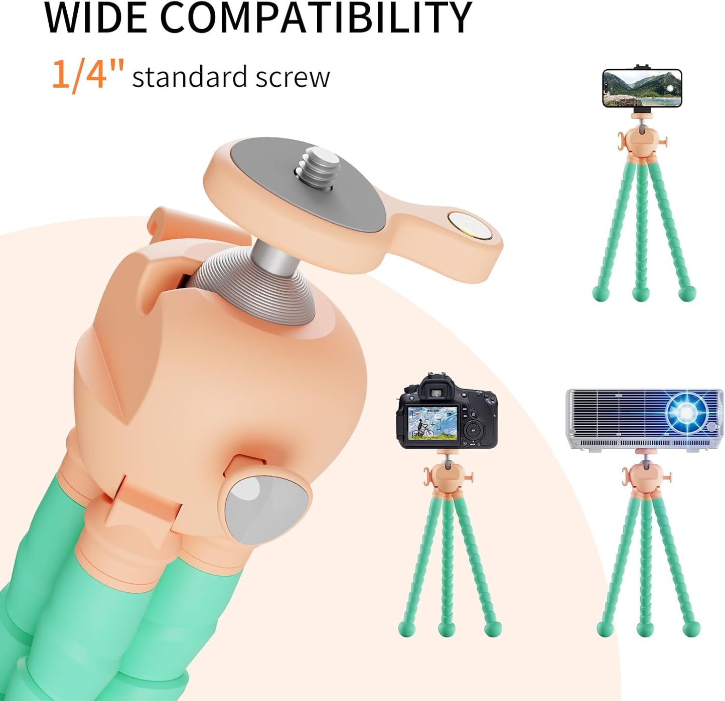 Phone Tripod with Wireless Remote - 2 in 1 Replaceable Flexible Tripod for iPhone, Portable Selfie Stick for Video Recording Vlogging - Compatible with iPhone Android Go Pro, Digital Camera