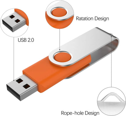 KOOTION 10 X 16 GB USB Flash Drive 16 gb Flash Drive Thumb Drive Memory Stick Pen Drive Keychain Design Orange