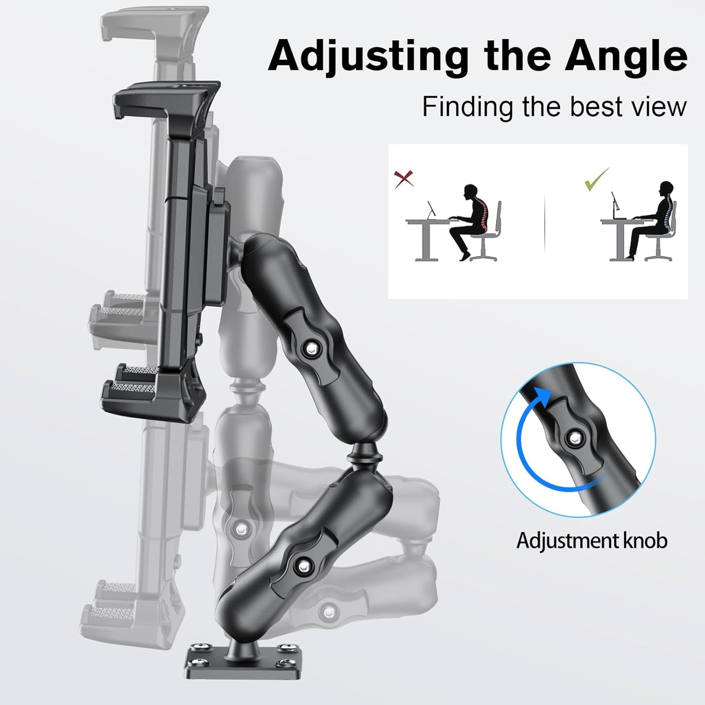 OHLPRO Tablet Mount for Truck - Heavy Duty Drill Base - Tablet Holder for Car Dashboard, iPad Holder for All 5"-13" iPad Pro Samsung Galaxy Kindle fire Tablets and Car Wall Desk etc.