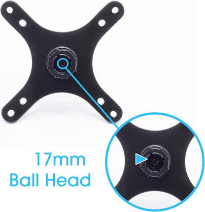 Kado Portable Monitor Stand Adapter Bracket Plate Tripod Black, Wall Mount Arm Mount 17mm Ball Head to 100x100mm 75x75mm Universal, Tripod Camera Stand for Desktop Monitor Portrait/Landscape Mode