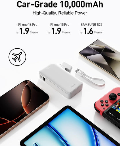 iWALK Portable Charger, Ultra Small 10,000mAh 30W PD Power Bank, USB C in&Out Fast Charging Battery Pack with Stand, Travel Essential Phone Powerbank for iPhone 16/15 Pro Max, Samsung S25/S24 Series