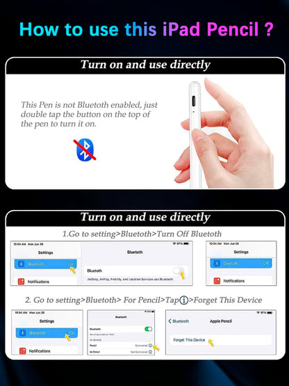 Stylus Pen for Apple iPad (2025-2018),Sensitivity Palm Rejection Fast Charge Stylus Pencil,iPad Pencil for iPad A16 11/10/9/8/7/6th & iPad Pro 13/12.9/11(M4) & Air 13/11(M3/M2) & Mini A17 Pro/6/5
