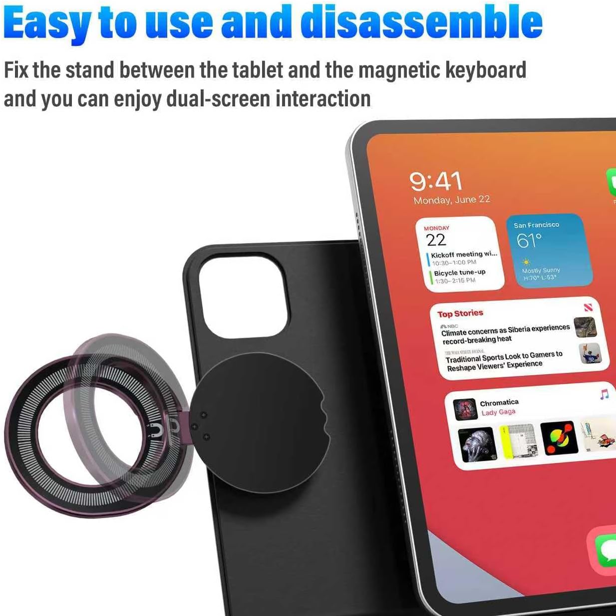 Magnetic Phone Holder for Magic Keyboard, Slim Portable Foldable Magnetic Phone Stand for iPad/Samsung Keyboard Cases, Compatible with Magsafe and Non-Magsafe All Phone (Purple)