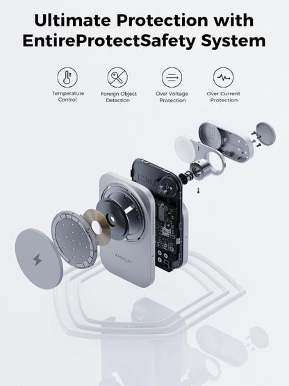 MagFusion Z 3-in-1 Charging Station Compatible with MagSafe, Qi2 Certified 15W Wireless Foldable Charger, for iPhone 16/15/14/13/12, AirPods 4/3/2/Pro, Apple Watch Charger, Silver