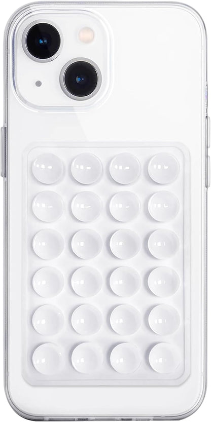 Silicone Suction Phone Case Mount, Non Slip Sticky Phone Grip for Cellphone, Silicon Adhesive Suction Cup Phone Mount, Strong Grip Holder for Selfies and Videos (White)