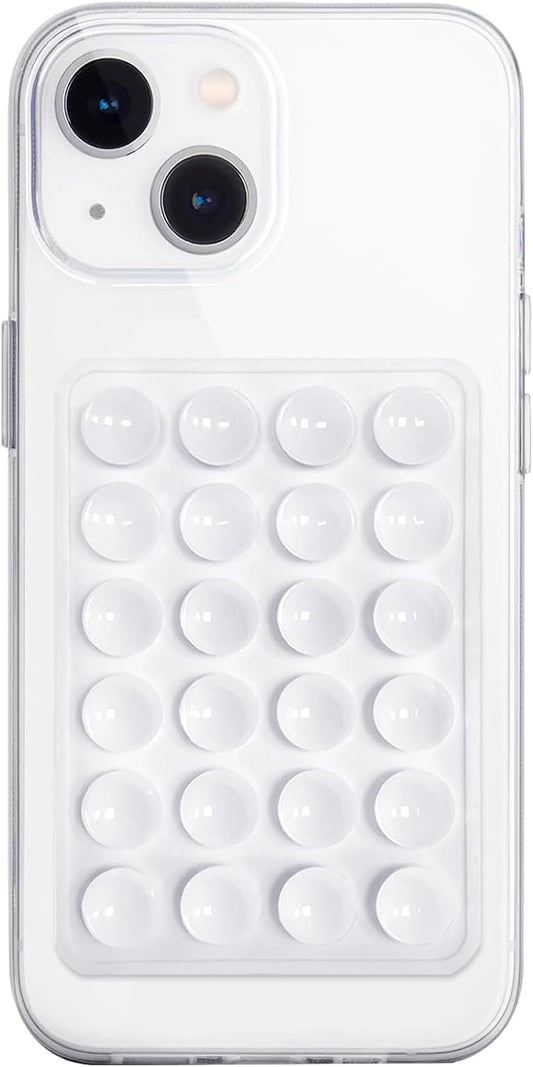 Silicone Suction Phone Case Mount, Non Slip Sticky Phone Grip for Cellphone, Silicon Adhesive Suction Cup Phone Mount, Strong Grip Holder for Selfies and Videos (White)