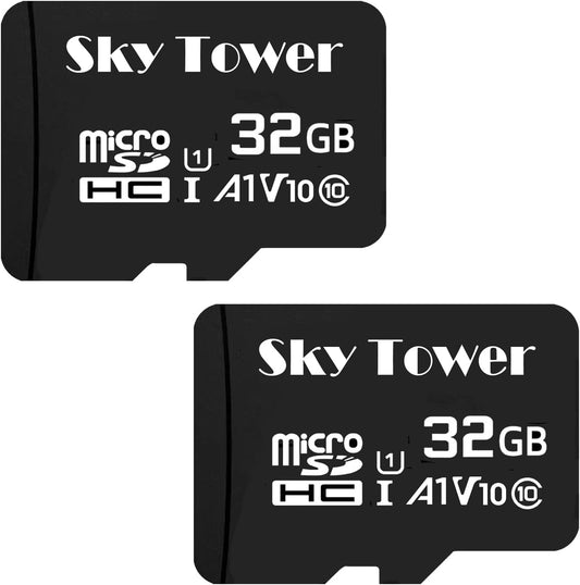 Sky Tower Ultra microSDXC microSDHC UHS-I Memory Card with Adapter [New Version] Flash Memory Card - Up to 100MB/s, U1, Class10, V10, A1, High Speed TF Card (32GB Micro SD Card 2 Pack)