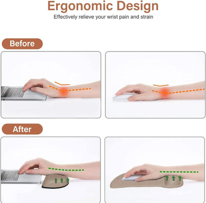 MOSISO Wrist Rest Support for Mouse Pad & Keyboard Set, Ergonomic Mousepad Non-Slip Base Home/Office Pain Relief & Easy Typing Cushion with Neoprene Cloth & Raised Memory Foam, Taupe Brown