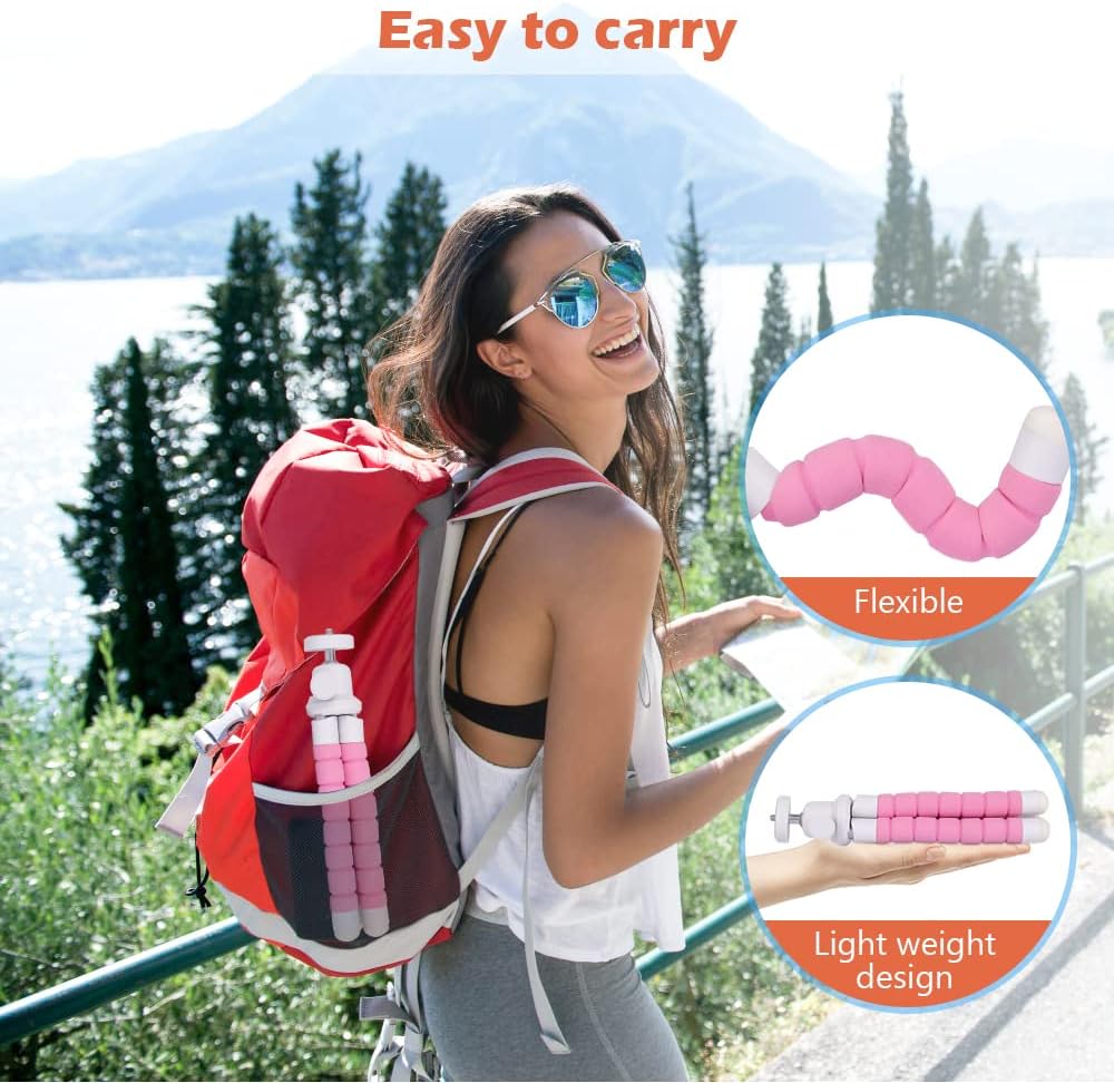 UBeesize Flexible Phone Tripod with Wireless Remote and Clip, Cell Phone Stand for Video Recording (Pink)