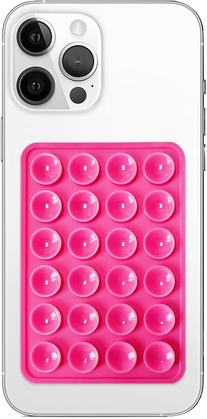 Silicone Suction Phone Case Mount, Non Slip Sticky Phone Grip for Cellphone, Silicon Adhesive Suction Cup Phone Mount, Strong Grip Holder for Selfies and Videos (Rose)