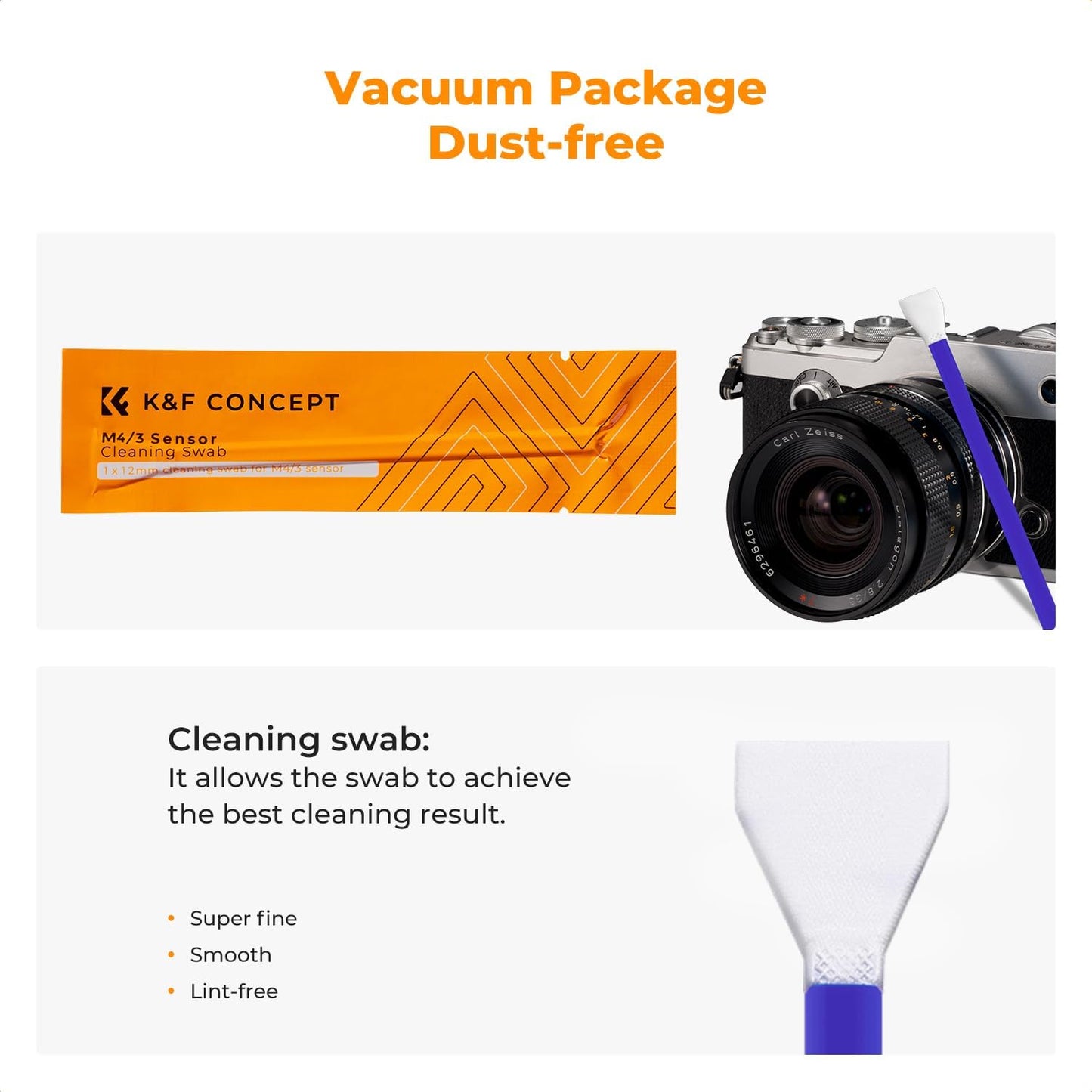 K&F CONCEPT 12mm Micro Four-Thirds 4/3 (MFT) Sensor Cleaning Swab*10, M43 Sensor Cleaning Swab for All Models of M4/3 Camera Sensors, Including M4/3 Cameras from Olympus and Panasonic