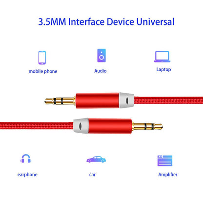 3.5mm Nylon Braided Stereo Audio Cable,(3 Pack) 4.9ft/1.5m Male to Male Aux Cord Audio Cord Compatible iPhones, iPads and Other 3.5mm DC Plug Port Device (Red)