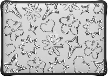 CASETiFY Impact MacBook Air 13" (M1/Intel) Case [Cushioned Impact Corners/Scratch-Resistant/Anti-Slip Grip] - Chrome Doodles - Clear Black