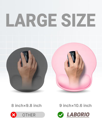 Ergonomic Mouse Pad with Wrist Rest, Large Mousepad(10.6'' x 9''), Office Wrist Support Mouse Mat with Non-Slip Base, Pain Relief for Laptop & Computer（Pink）
