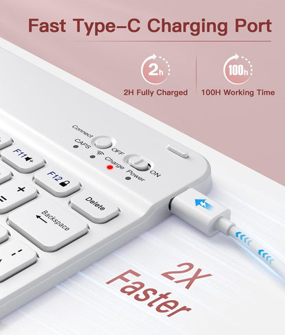 for iPad 10th Generation Case with Keyboard 10.9 Inch- Magnetic Wireless Keyboard Case with Pencil Holder Stain Proof Folio Cover for iPad (A16) 11th Gen 11 Inch 2025/10th Gen 2022 - Light Pink