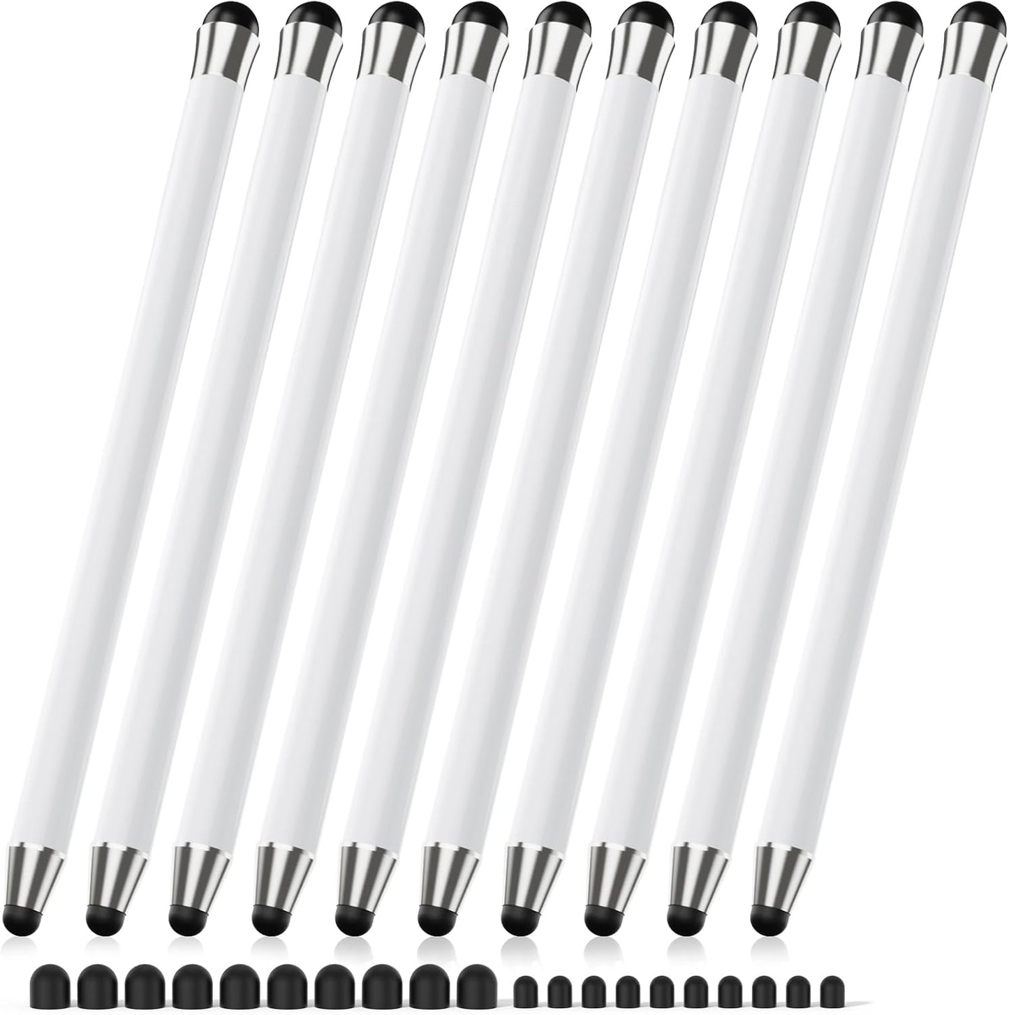 Stylus Pen for Touchscreen 10Pcs, 2-in-1 High Sensitivity & Precision Stylists pens, Stylus Pen for iPad/iPhone/Samsung/Android Tablets and Universal Capacitive Touch Screen (White)