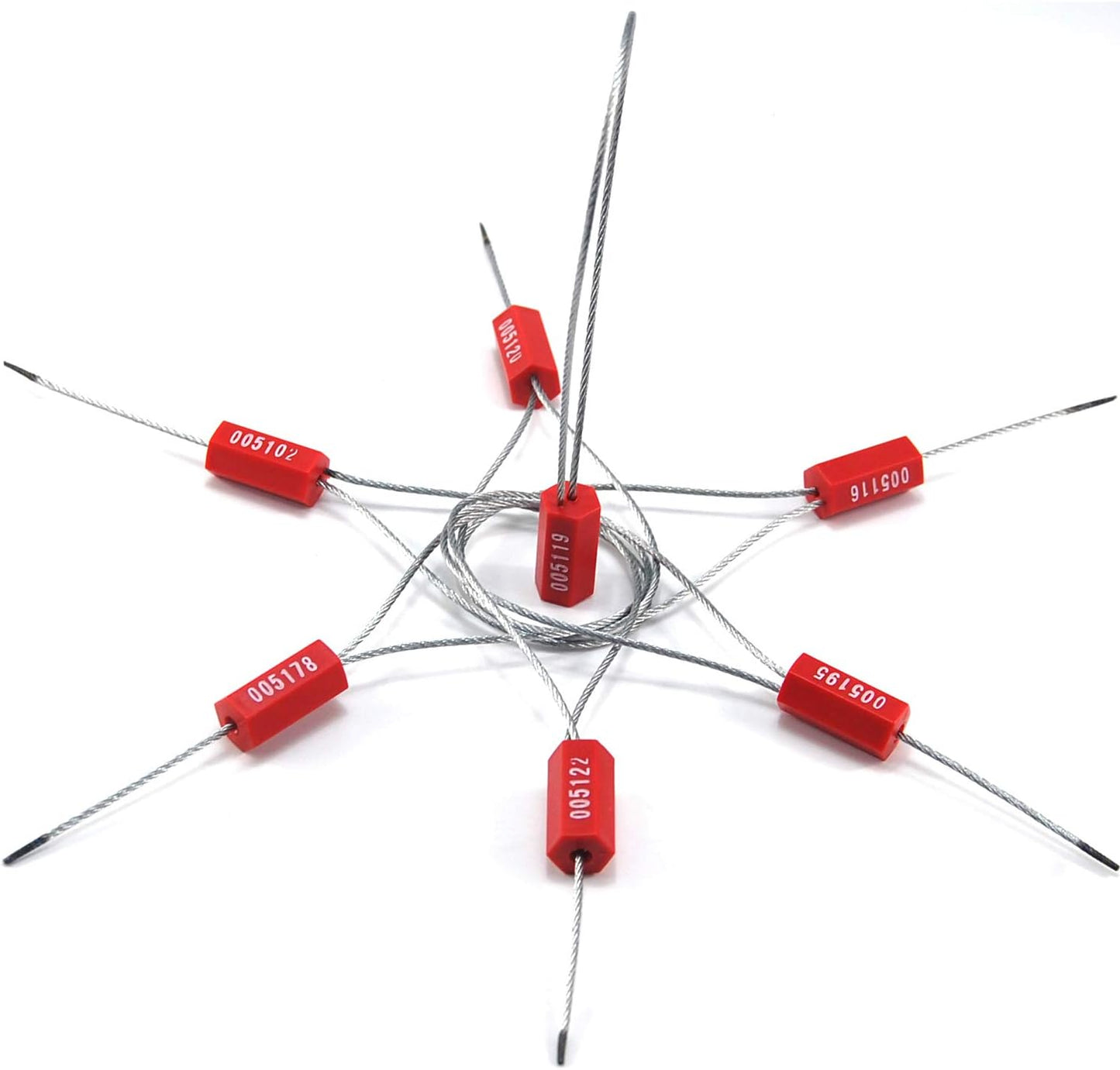 1000 Red Steel Cable Seals Metal Security Seals Tamper Resistant Seals Numbered Security Tags Safety Shipping Tags - Ties Self-Locking Padlocks for Containers Truck Trailer Tractor Cargo ISO 17712