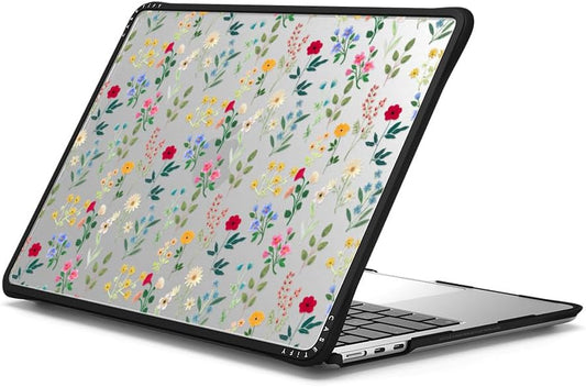 CASETiFY Impact MacBook Air 13.6" (M2-M4) Case [Cushioned Impact Corners/Scratch-Resistant/Anti-Slip Grip] - Spring Botanicals 2 - Clear Black