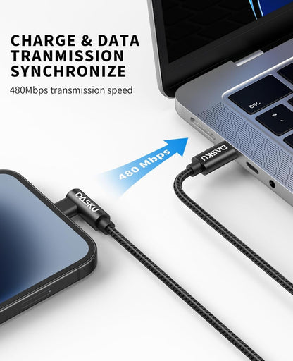 USB C to Lightning Cable [Apple MFi Certified] iPhone Charger Fast Charging 2Pack 10FT Long Nylon 90 Degree Type C iPhone Charger Cord Compatible with iPhone 14/13/12/11/XS/XR/X/8/iPad and More