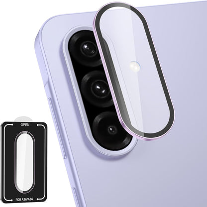 for Samsung Galaxy A36/A56 Camera Lens Protector, Individual Metal Ring Tempered Glass Lens Cover, [Strong Adsorption] Scratch Resistant Ultra-Thin HD Clear Lens Cover, 1 Set-Purple