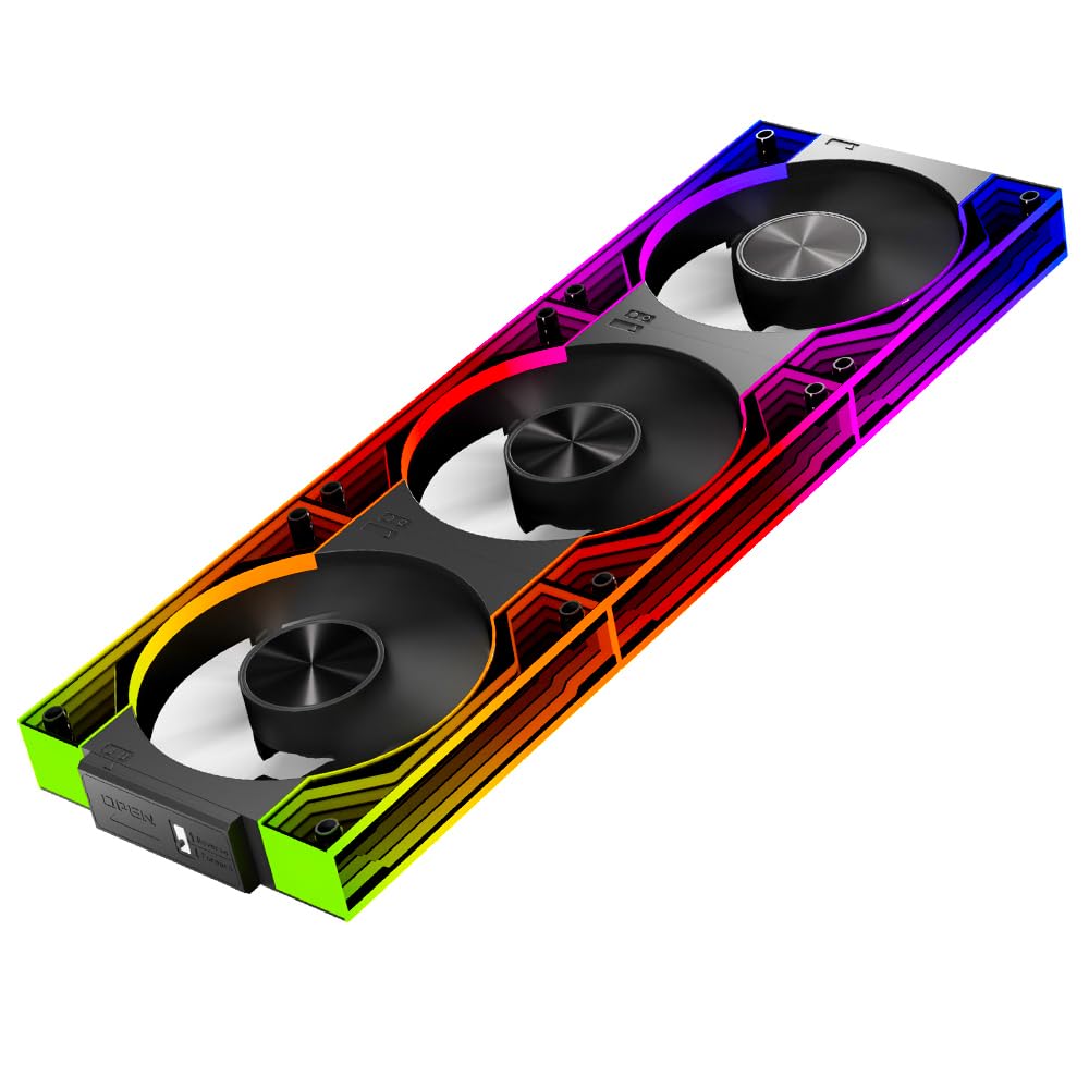 Jungle Leopard Interstellar V3 120mm PC Case Fan Infinity Mirror Module Daisy-Chain 120mm RGB PWM Fan Triple Pack Suitable for Computer Case & 360mm AIO Cooler(Black-3Pack