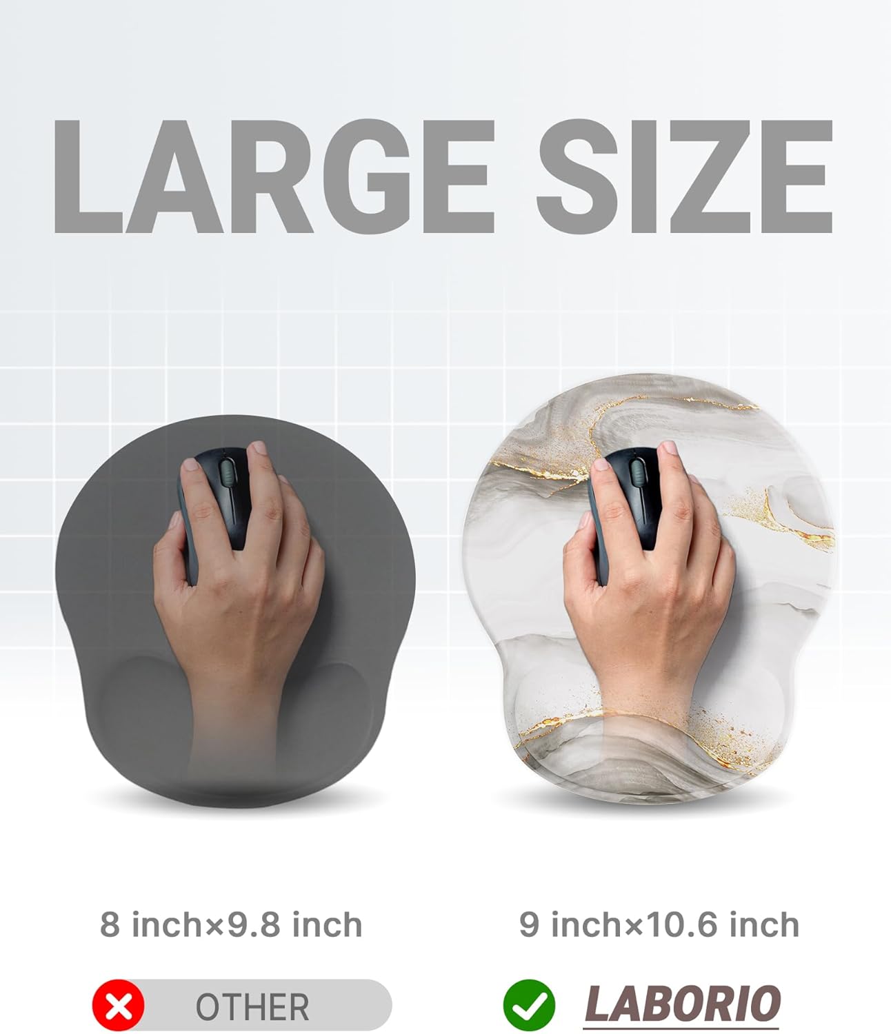 Ergonomic Mouse Pad Wrist Support, Comfortable Mouse Pad Wrist Rest, Relieve Wrist Pain Gel Mouse pad, Non-Slip Rubber Base Mousepad for Laptop, Computer(White Marble)