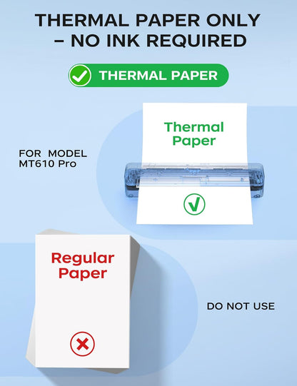 PRT Portable Printer Wireless for Travel, Inkless Bluetooth Compact Mobile Thermal Printer, Supports 8.5" X 11" US Letter, A4 A5, Compatible with iOS, Android, Laptop for Home Use, Office & Vehicles