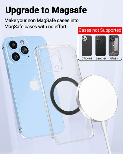 for Magsafe Ring - 10 PCS, Ultra-Thin(0.4mm) Magsafe Sticker, Compatible with iPhone 15 Pro Max, 15 Pro, 15/14/13/12 Series, Samsung Galaxy, Google Pixel Series Black