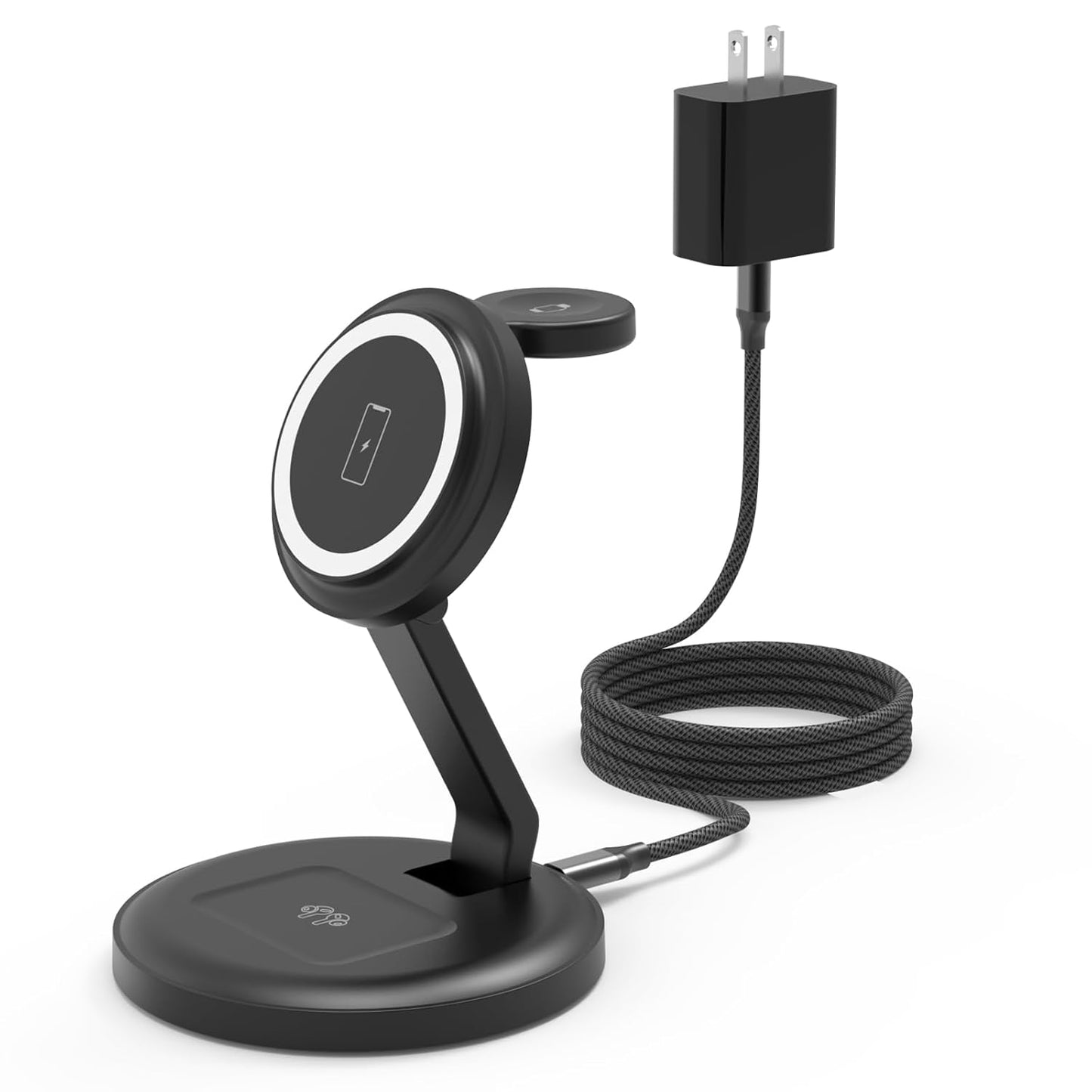 Charging Station, 3 in 1 Foldable Wireless Charger iPhone Charging Station Charger Stand Multiple Devices for Apple, with PD Adapter and USB C Cable for iPhone 17/16/15/14/13,iWatch,AirPods All Series