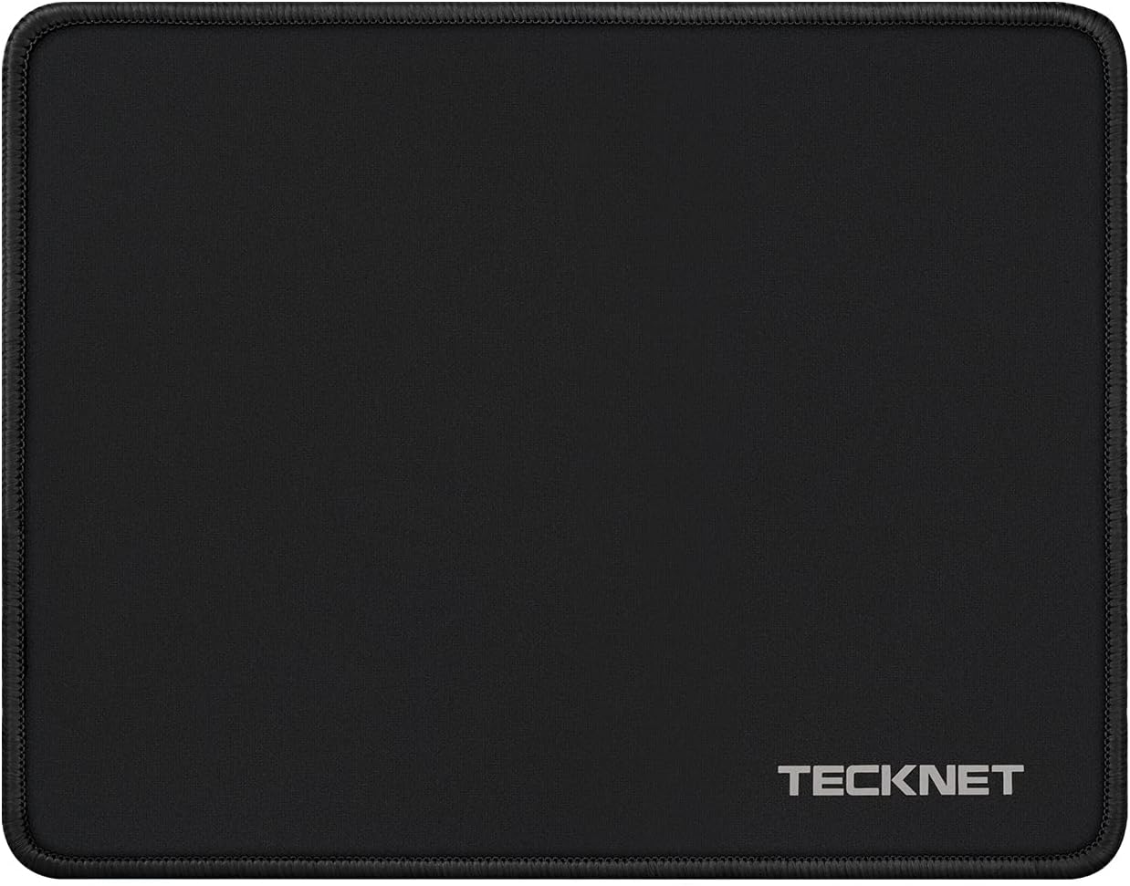 TECKNET Mouse Pad with Anti-fray Stitching, Waterproof Surface & Non-Slip Rubber Base with Stitched Edges Gaming Mouse Mat for Laptop，Compatible with Laser and Optical Mice - Black