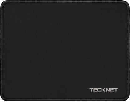 TECKNET Mouse Pad with Anti-fray Stitching, Waterproof Surface & Non-Slip Rubber Base with Stitched Edges Gaming Mouse Mat for Laptop，Compatible with Laser and Optical Mice - Black