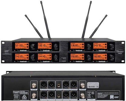 wenwen Wireless Microphone System Pro Audio 8 Channel UHF 8 Lavalier Bodypacks 8 Lapel Mic 8 Headsets for Karaoke System Meeting Church Speaking Conference Wedding Party Frequency B