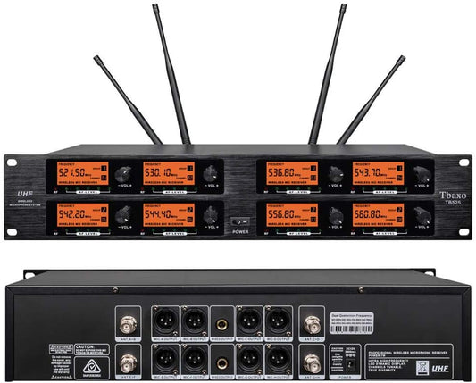 wenwen Wireless Microphone System Pro Audio 8 Channel UHF 8 Lavalier Bodypacks 8 Lapel Mic 8 Headsets for Karaoke System Meeting Church Speaking Conference Wedding Party Frequency B