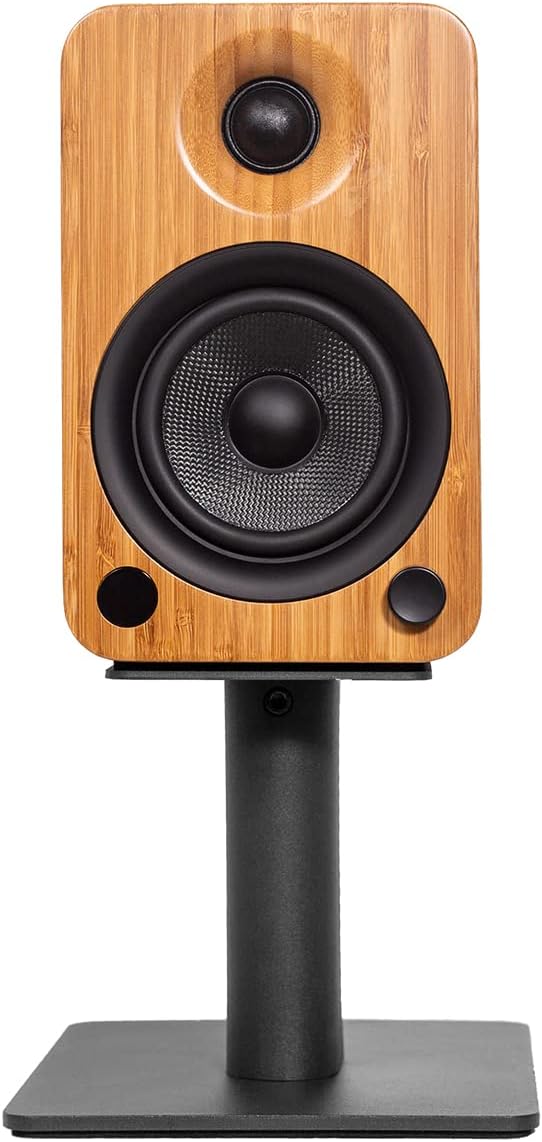 Kanto SP6HD Desktop Speaker Stands for Medium/Large Bookshelf Speakers & Mid-Size/Full-Size 4”-7” Studio Monitors | 6" Tall | Black | Pair